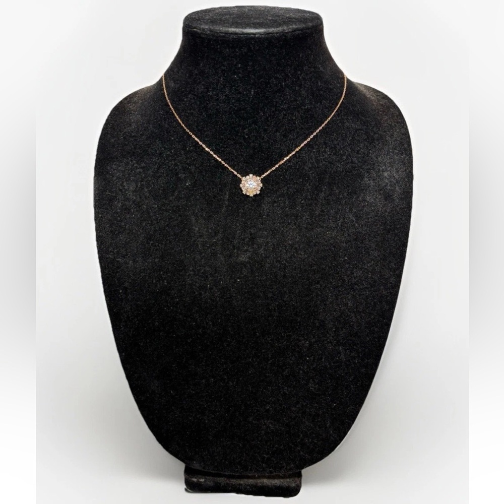 Authentic Swarovski Rose Gold Plated Necklace & White Crystal Pendant #4434
